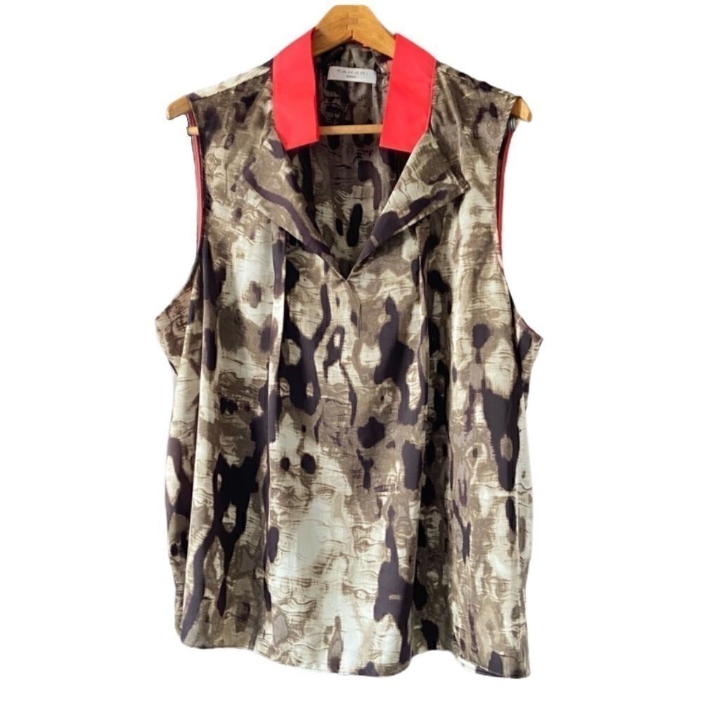 Tahari Unique Ruffle Ribbon Sleeveless Blouse 2X